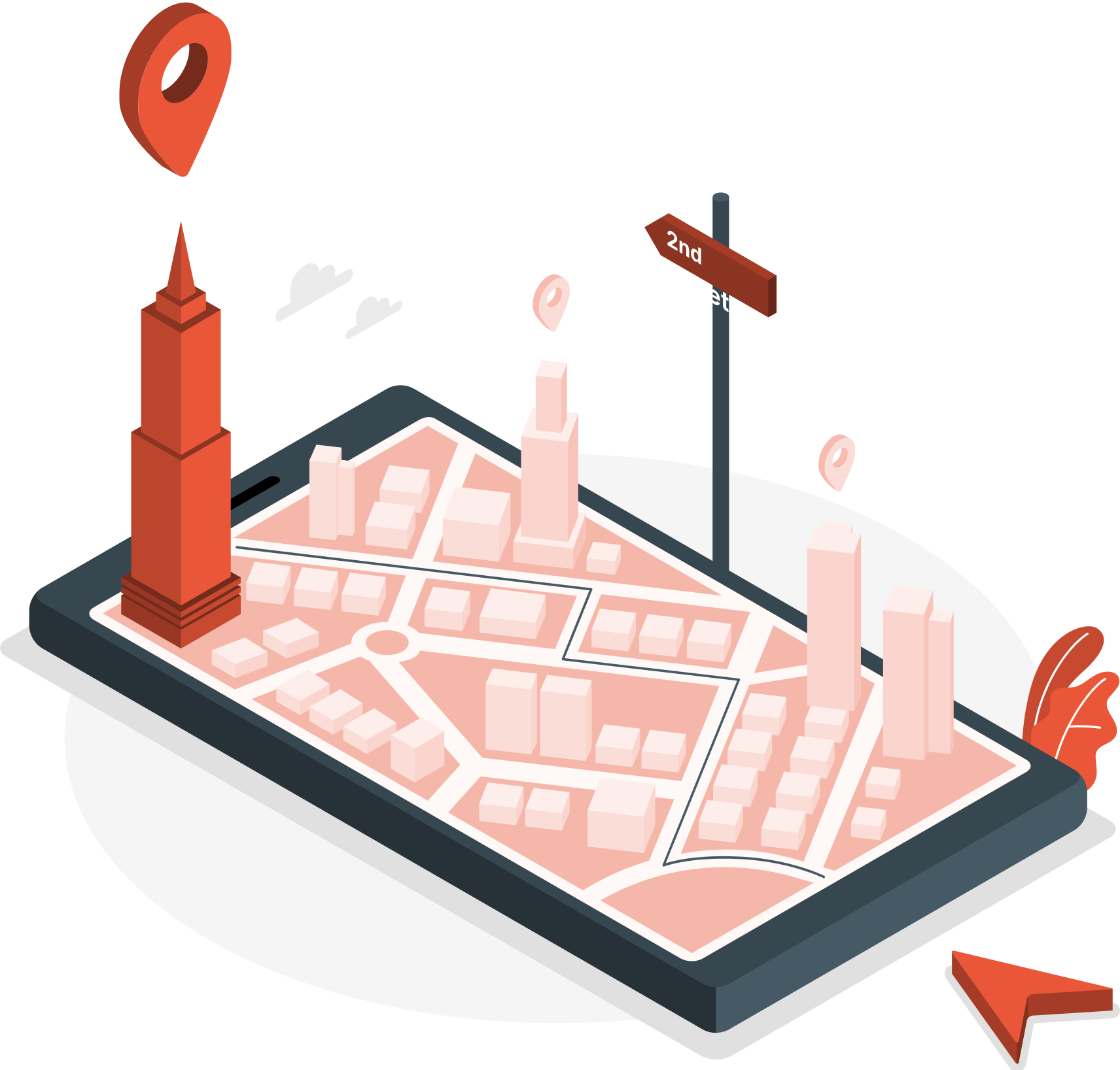 Illustration of location and property context on a mobile device